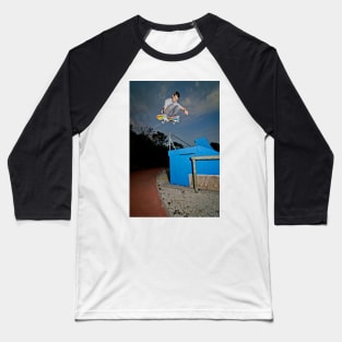 Skateboarder flying Baseball T-Shirt